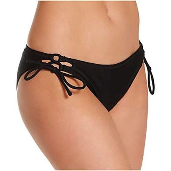 A-978 Raisins Tavarua Solids Sweet Side Pant Swim Bottom BLACK sz L $34 - Picture 1 of 1